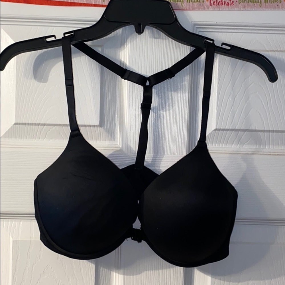 Front Clip Plain Black Padded Bra